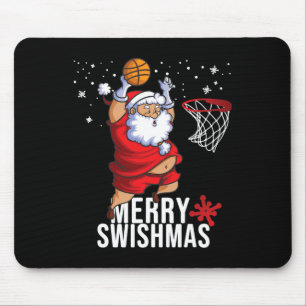 Merry Swishmas Santa Bysketbyll Christmas Pajamas Mousepad