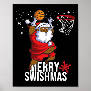 Merry Swishmas Santa Bysketbyll Christmas Pajamas Poster