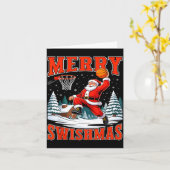 Merry Swishmas Santa Playing Basketball Christmas Karte (Gelbe Blume)
