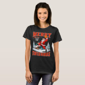 Merry Swishmas Santa Playing Basketball Christmas  T-Shirt (Vorne ganz)