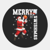Merry Swishmas Srt Christmas Basketball Xmas Men B Runder Aufkleber (Vorderseite)