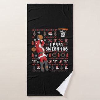 Merry Swishmas Ugly Christmas Basketball Weihnacht Badehandtuch