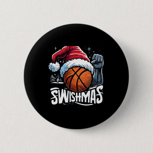 Merry Swishmas Ugly Christmas Basketball Weihnacht Button
