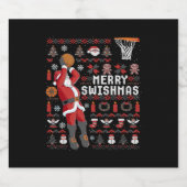 Merry Swishmas Ugly Christmas Basketball Weihnacht Schaumweinetikett (Einzelnes Label)