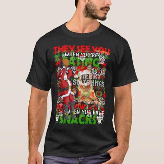Merry Swishmas Ugly Christmas Basketball Weihnacht T-Shirt (Vorderseite)