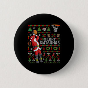 Merry Swishmas Ugly Christmas Bysketbyll Weihnacht Button