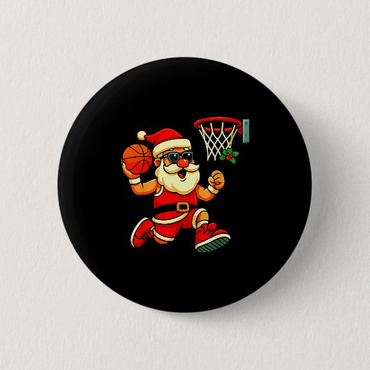Merry Swishmas Ugly Christmas Sweater Basketball C Button (Vorderseite)