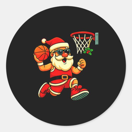 Merry Swishmas Ugly Christmas Sweater Basketball C Runder Aufkleber (Vorderseite)