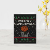 Merry Swishmas Ugly Christmas Sweater Basketball J Karte (Gelbe Blume)