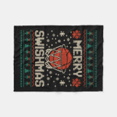 Merry Swishmas Ugly Christmas Sweater Bysketll Fleecedecke (Vorderseite (Horizontal))