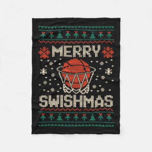 Merry Swishmas Ugly Christmas Sweater Bysketll Fleecedecke (Vorderseite)