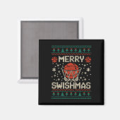 Merry Swishmas Ugly Christmas Sweater Bysketll Magnet (Vorderseite/Rückseite)