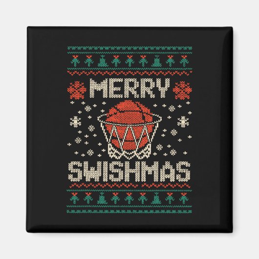 Merry Swishmas Ugly Christmas Sweater Bysketll Magnet (Vorne)
