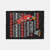 Merry Swishmas Ugly Christmas Sweater Bysketll Paj Fleecedecke (Vorderseite (Horizontal))