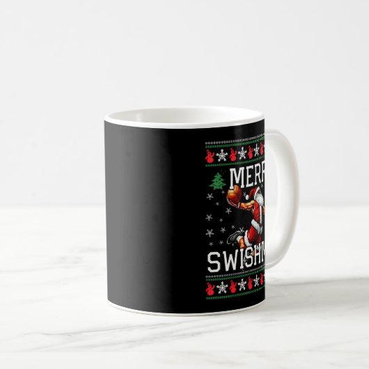 Merry Swishmas Ugly Funny Christmas Basketball Chr Kaffeetasse (VorderseiteRechts)