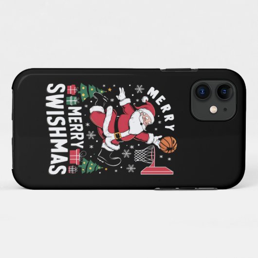 Merry Swishmas Weihnachten Weihnachtsfeier Basketb Case-Mate iPhone Hülle (Rückseite (Horizontal))