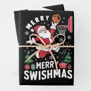 Merry Swishmas Weihnachten Weihnachtsfeier Basketb Geschenkpapier Set