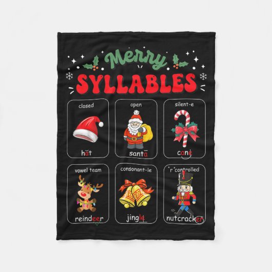Merry Syllables Xmas Phonics Reading Teacher Holid Fleecedecke (Vorderseite)