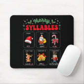 Merry Syllables Xmas Phonics Reading Teacher Holid Mousepad (Mit Mouse)