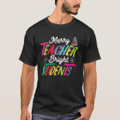 Merry Teacher Bright Studenten Crayon Tree Xmas fü T-Shirt (Vorderseite)