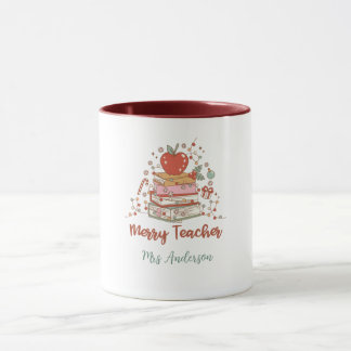 Merry Teacher Retro Christmas Tasse
