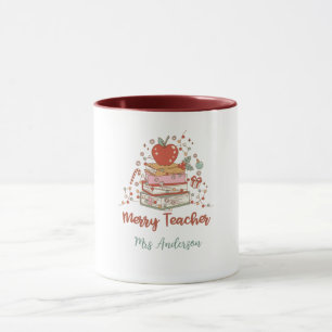 Merry Teacher Retro Weihnachten Tasse