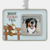Merry Tex-Mas Y'all Cowboy Hat mit Blume Rahmen-Ornament Silber (Vorderseite)