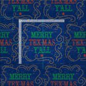 Merry Tex-Mas Y'all Rope Frame auf blau Stoff (Kachel)