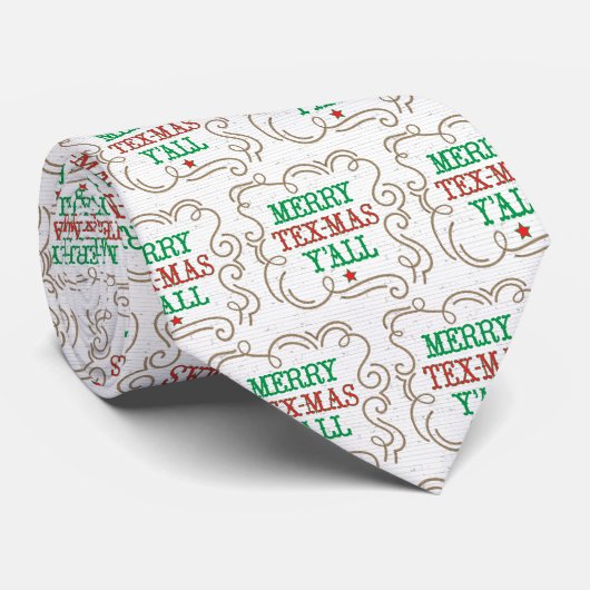 Merry Tex-Mas Y'all Rope Frame auf White Neck Tie Krawatte (Gerollt)