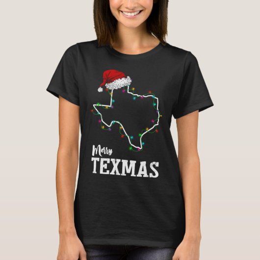 Merry Texas Staat Weihnachten Kontur S T-Shirt (Vorderseite)