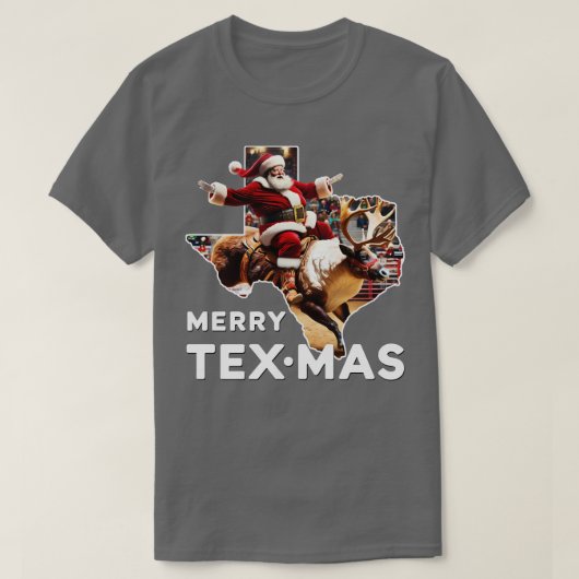 Merry Texmas Texas Christmas Santa Reindeer Rodeo T-Shirt (Design vorne)