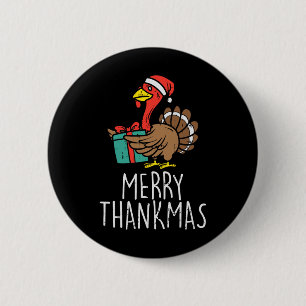 Merry Thankmas Santa Turkey Day Erntedank Chris Button