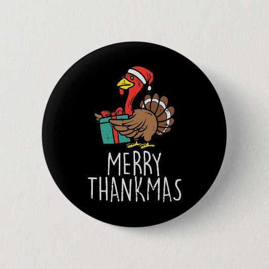 Merry Thankmas Santa Turkey Day Erntedank Chris Button (Vorderseite)