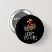 Merry Thankmas Santa Turkey Day Erntedank Chris Button (Vorne & Hinten)