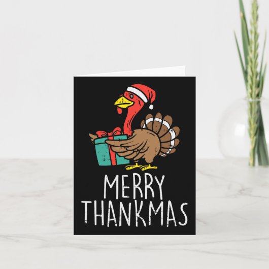 Merry Thankmas Santa Turkey Day Erntedank Chris Karte (Vorderseite)