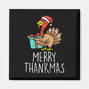 Merry Thankmas Santa Turkey Day Erntedank Chris Magnet