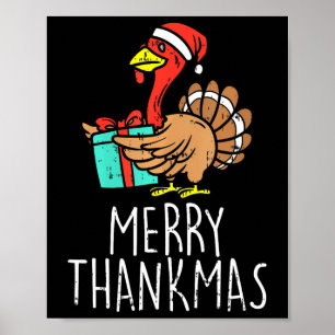 Merry Thankmas Santa Turkey Day Erntedank Chris Poster