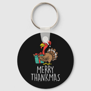 Merry Thankmas Santa Turkey Day Erntedank Chris Schlüsselanhänger