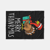 Merry Thankmas Santa Turkey Day Thanksgiving Chris Fleecedecke (Vorderseite (Horizontal))