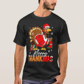 Merry Thankmas Türkei Weihnachtsmannmütze Erntedan T-Shirt (Vorderseite)