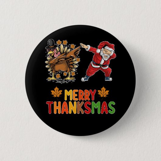 Merry Thanksmas Erntedank Herbst Weihnachtssaison Button (Vorderseite)