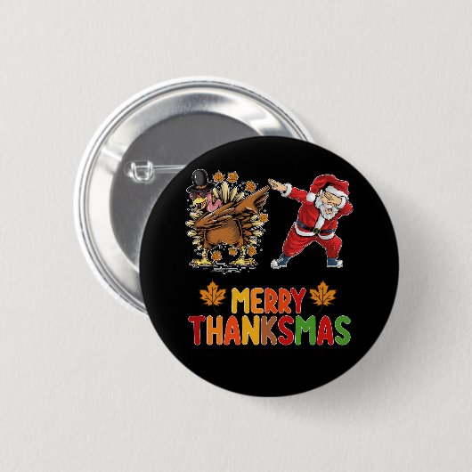 Merry Thanksmas Erntedank Herbst Weihnachtssaison Button (Vorne & Hinten)
