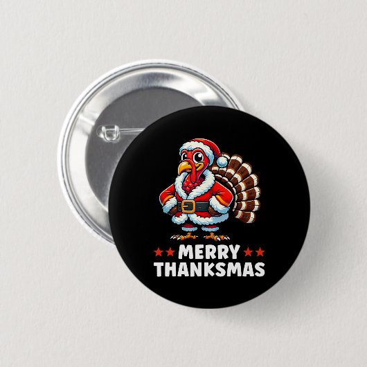 Merry Thanksmas Erntedank Türkei Xmas Funny Button (Vorne & Hinten)