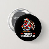 Merry Thanksmas Erntedank Türkei Xmas Funny Button (Vorne & Hinten)