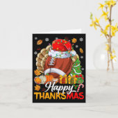 Merry Thanksmas Football Weihnachtsmannmütze Ernte Karte (Gelbe Blume)