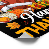 Merry Thanksmas Football Weihnachtsmannmütze Ernte Poster (Ecke)