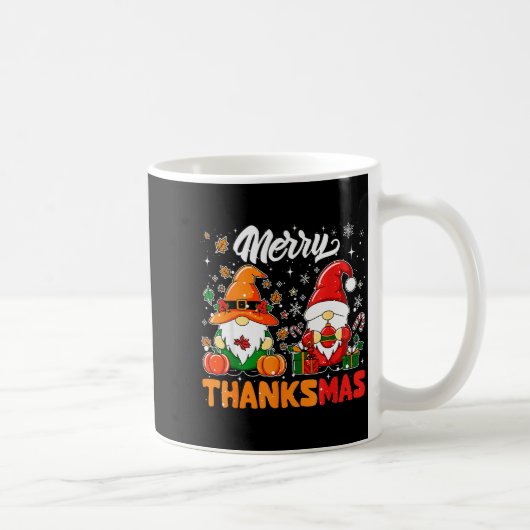 Merry Thanksmas Funny Fall Thanksgiving Santa Gnom Kaffeetasse (Rechts)