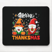 Merry Thanksmas Funny Fall Thanksgiving Santa Gnom Mousepad (Vorne)
