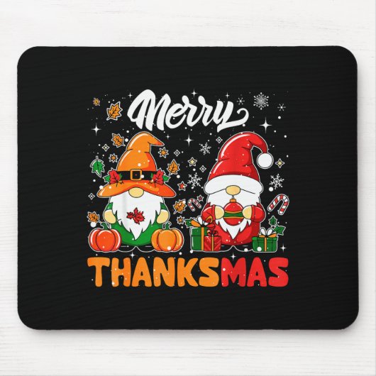 Merry Thanksmas Funny Fall Thanksgiving Santa Gnom Mousepad (Vorne)