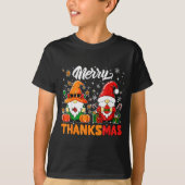 Merry Thanksmas Funny Fall Thanksgiving Santa Gnom T-Shirt (Vorderseite)